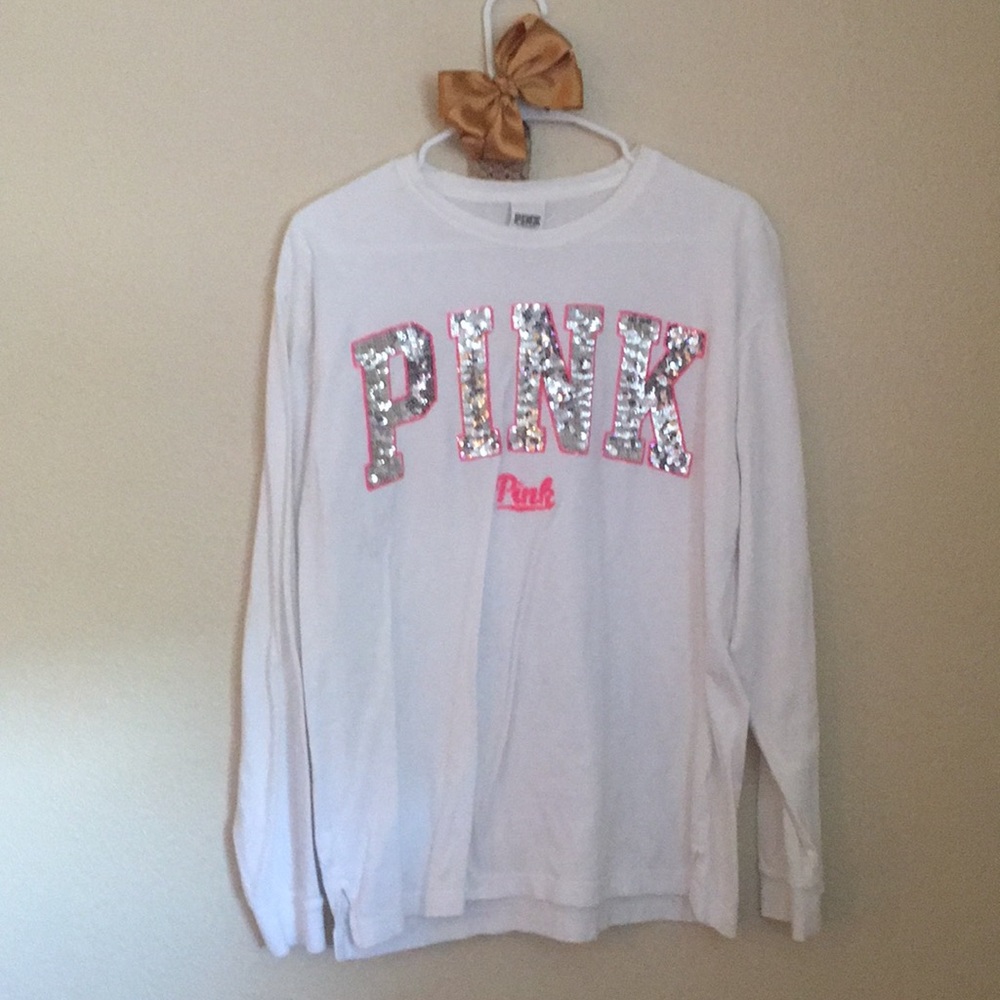 Victoria Secret Pink white long sleeve tee